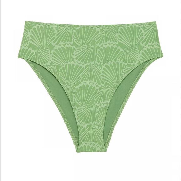 NEW PINK Victoria’s Secret green high waist textured bikini swim bottoms size M - Picture 2 of 7